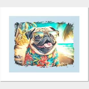 Beach Pug Posters and Art